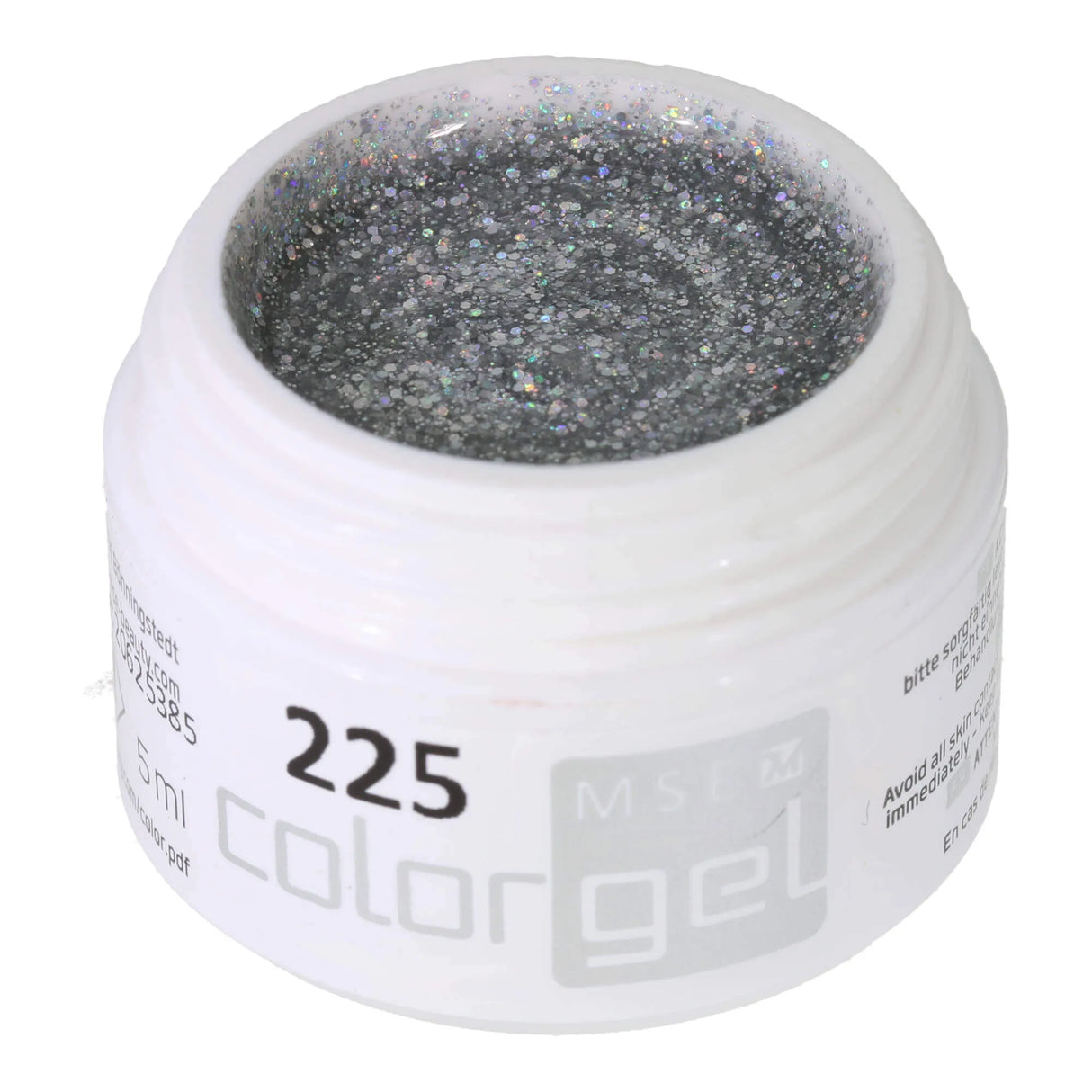 #225 <<<< t51>45>44>5>remium-GLITTER Color Gel 5ml Silberglitter mit sehr schönem Regenbogeneffekt