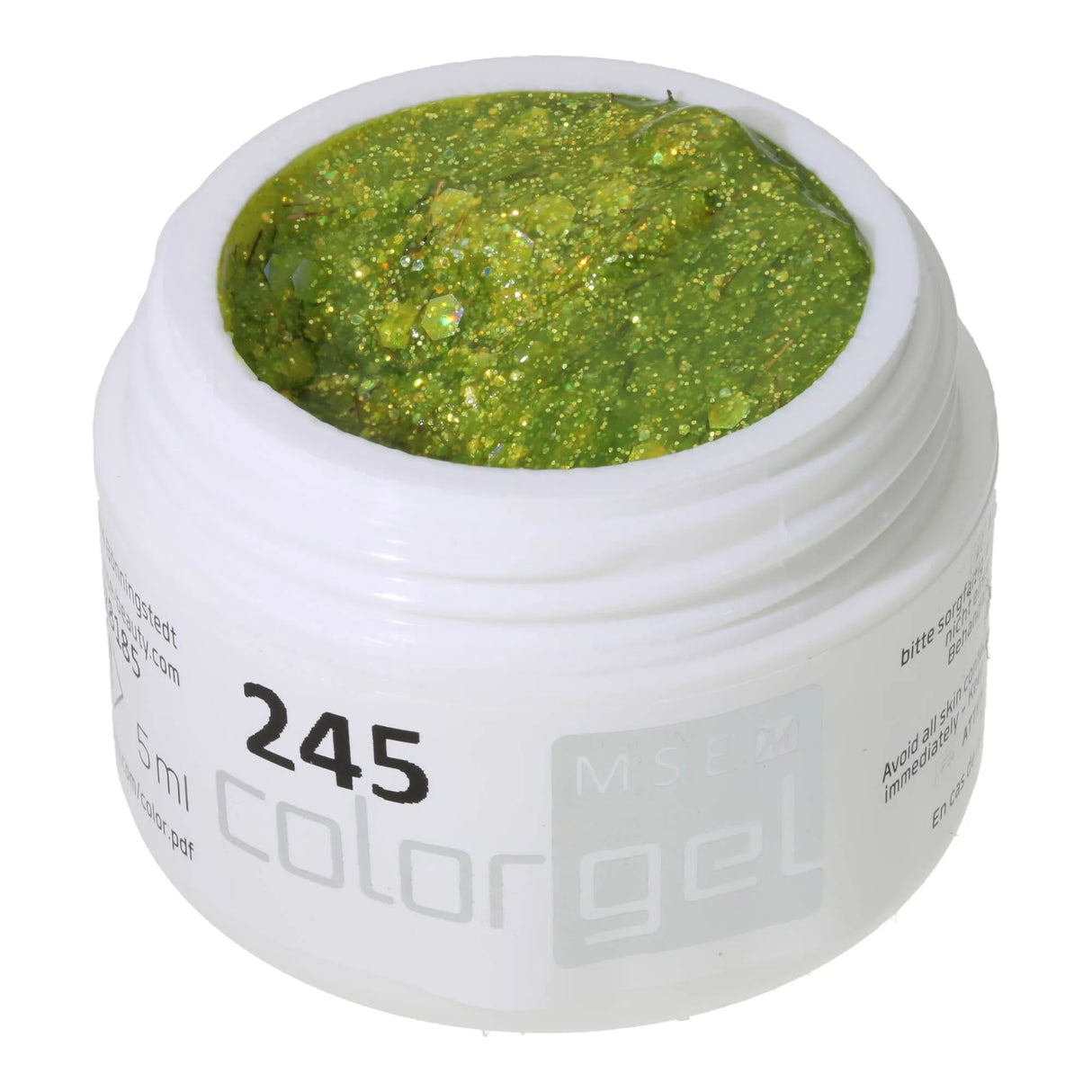 #245 Premium GLITTER Color Gel 5ml Yellow and Silver Glitter Combined with Copper Glitter Threads