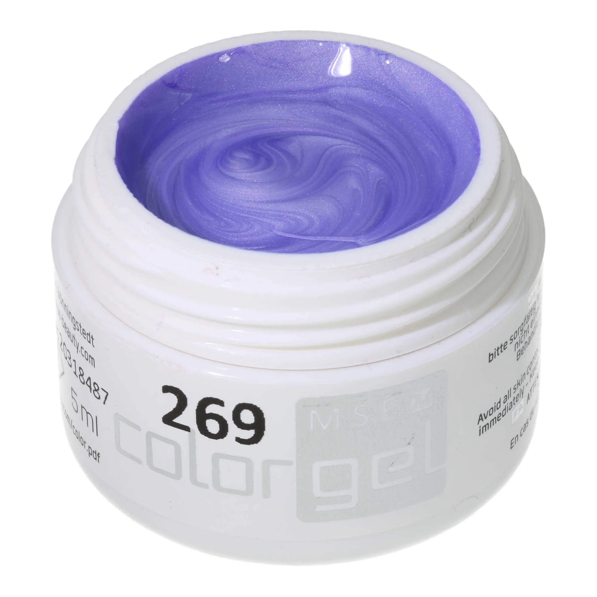 #269 <<<<< t68>57>48>47>5>remium-EFFEKT Color Gel 5ml Blasses Violett-Blau mit ausgeprungtem Silberschimmereffekt