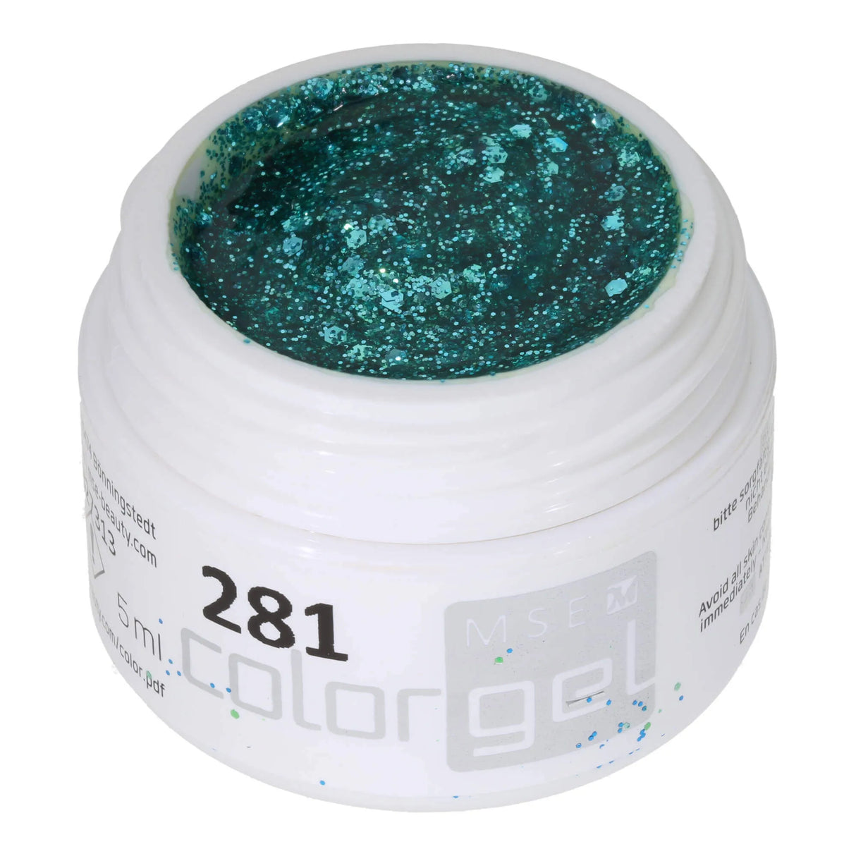 #281 Premium GLITTER Color Gel 5ml Turquoise Glitter