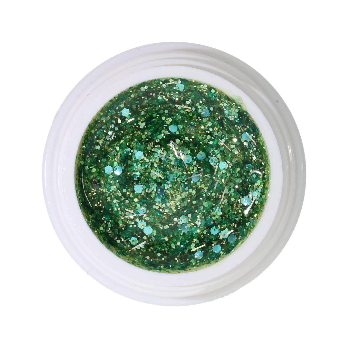 #285 <<<<<<<<<< t104>83>82>70>68>64>50>49>38>5>remium-GLITTER Color Gel 5ml Mintgrünes Glittergel gemischt mit türkisem Glitter und silbernen Glitterfunden