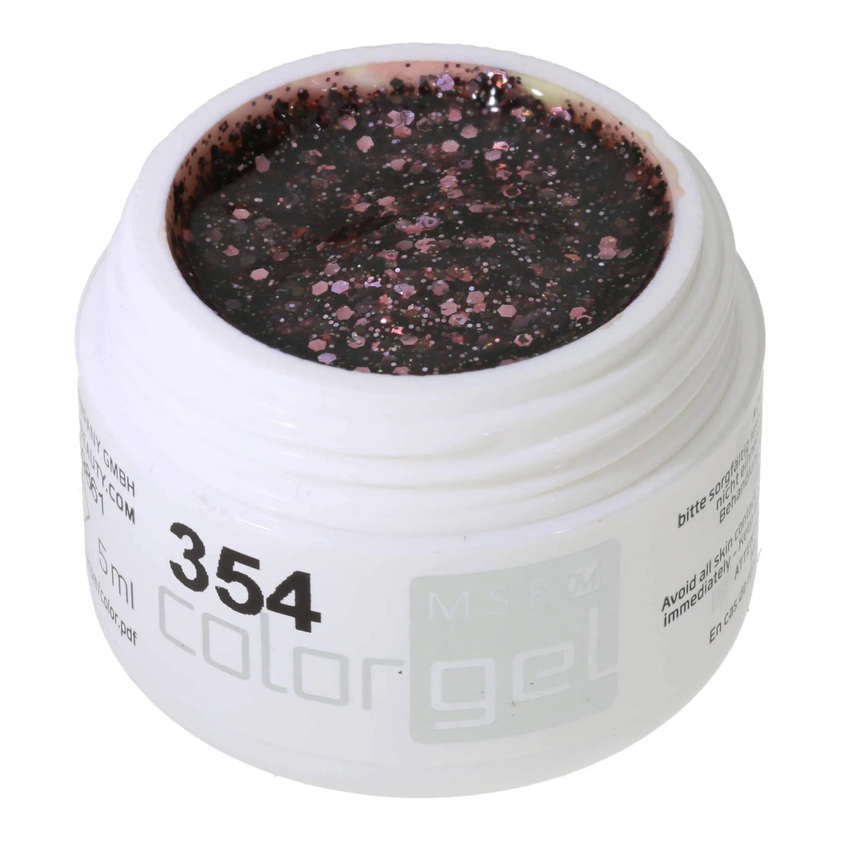 #354 Premium-GLITTER Color Gel 5ml Mix of Black and Pale Pink Glitter with Rainbow Effects