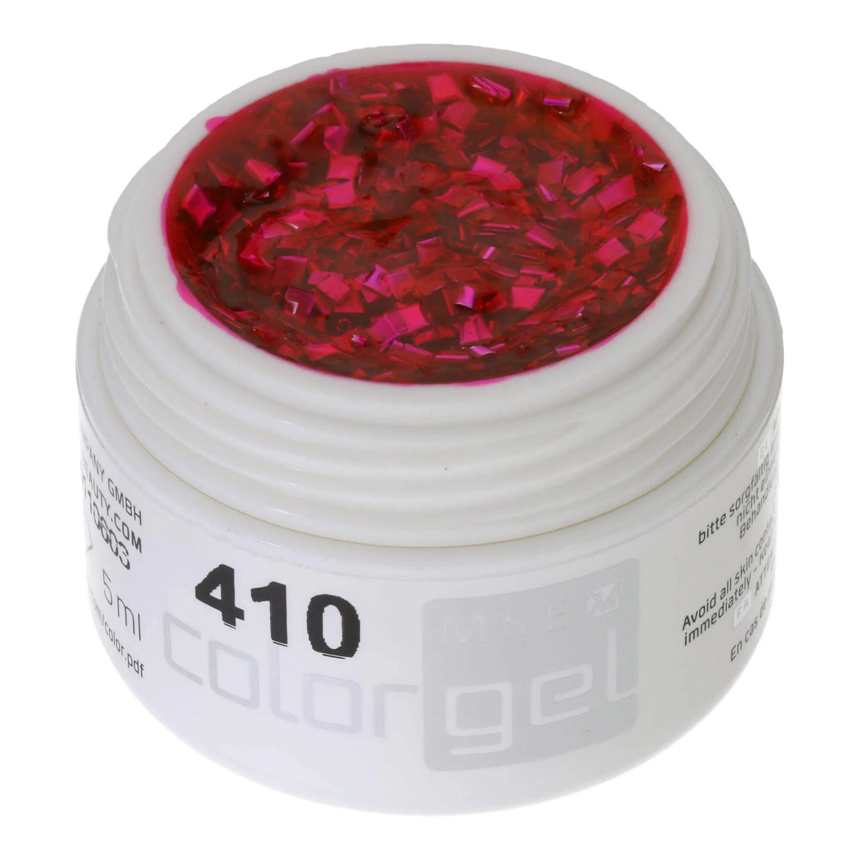 #410 Premium EFFECT Color Gel 5ml Translucent Intense Pink Gel with Rainbow Effect