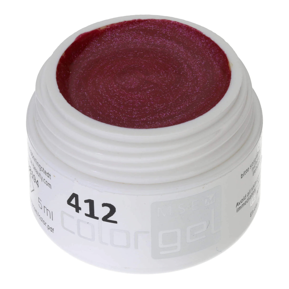 #412 <<< t61>49>5>remium-EFFEKT Color Gel 5ml Dunkles Pink mit feinem Glitzerpartikeln