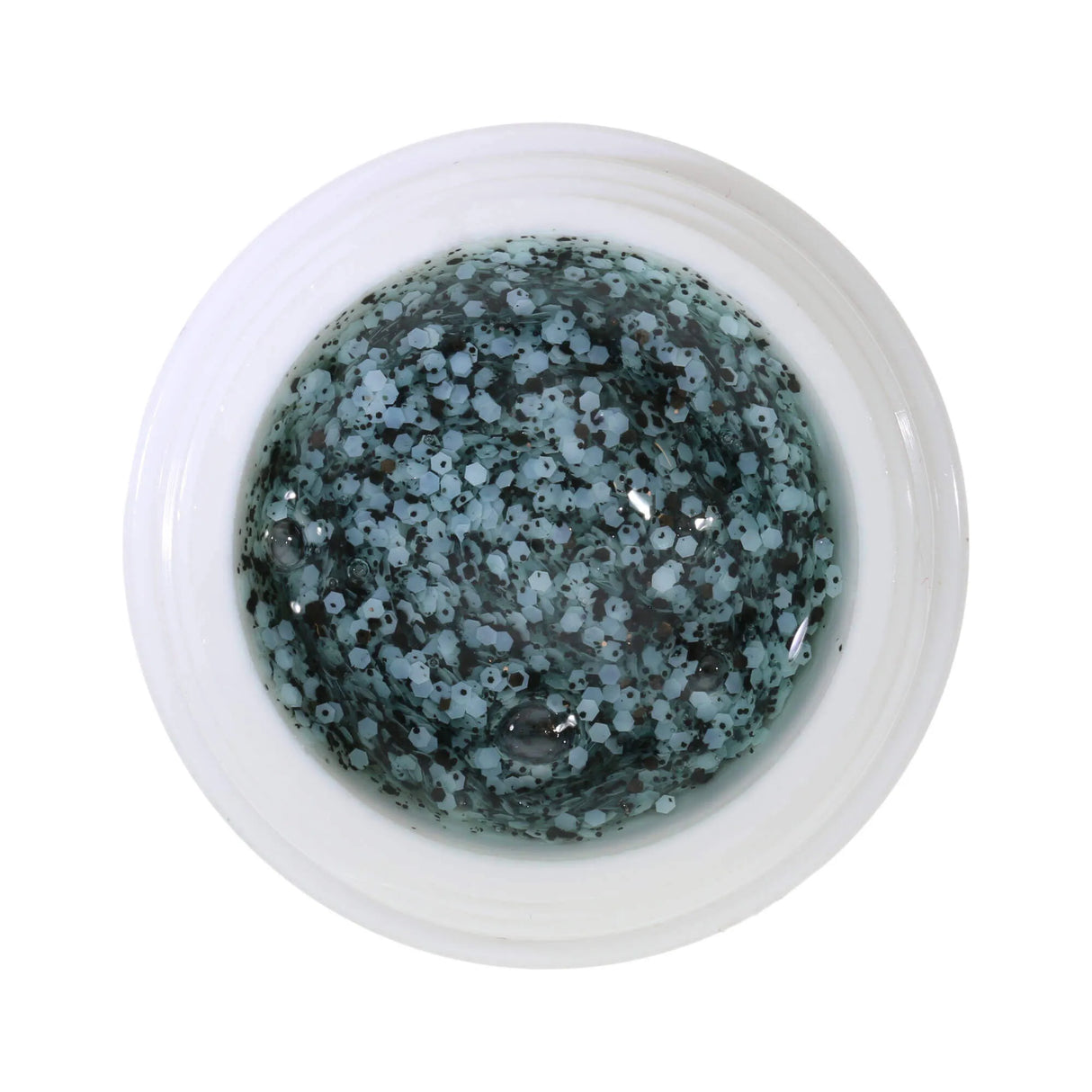 #433 Premium-GLITTER Gel de Color 5ml Gel Transparente con una combinación perfecta de glitter blanco, negro y cobre