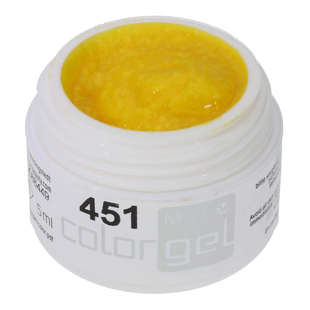 #451 <<<< t72>54>40>5>remium-GLITTER Color Gel 5ml Leuchtendes Gelb mit irisierendem Glitter