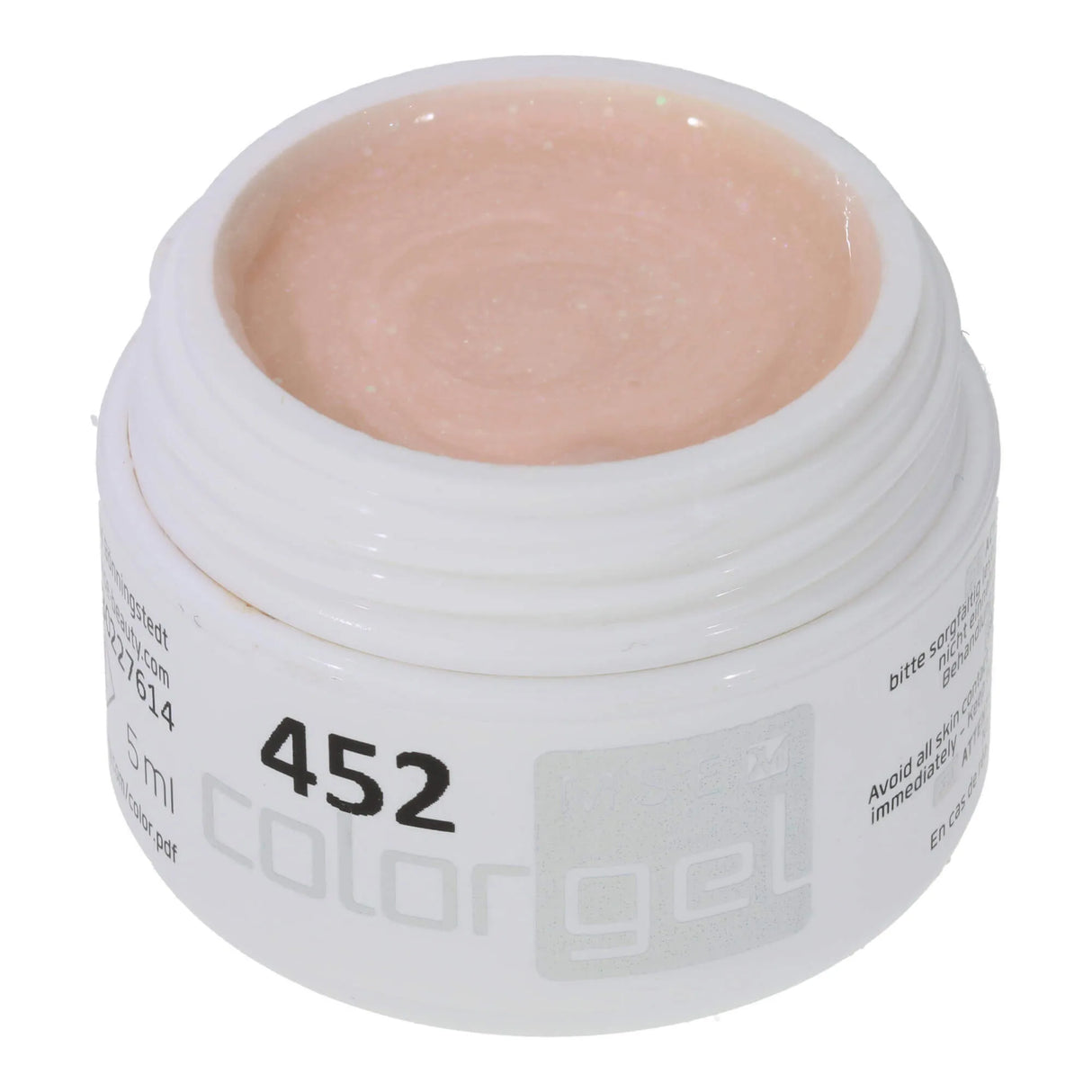 #452 Premium GLITTER Color Gel 5ml Pale Pink Gel with Rainbow Effect