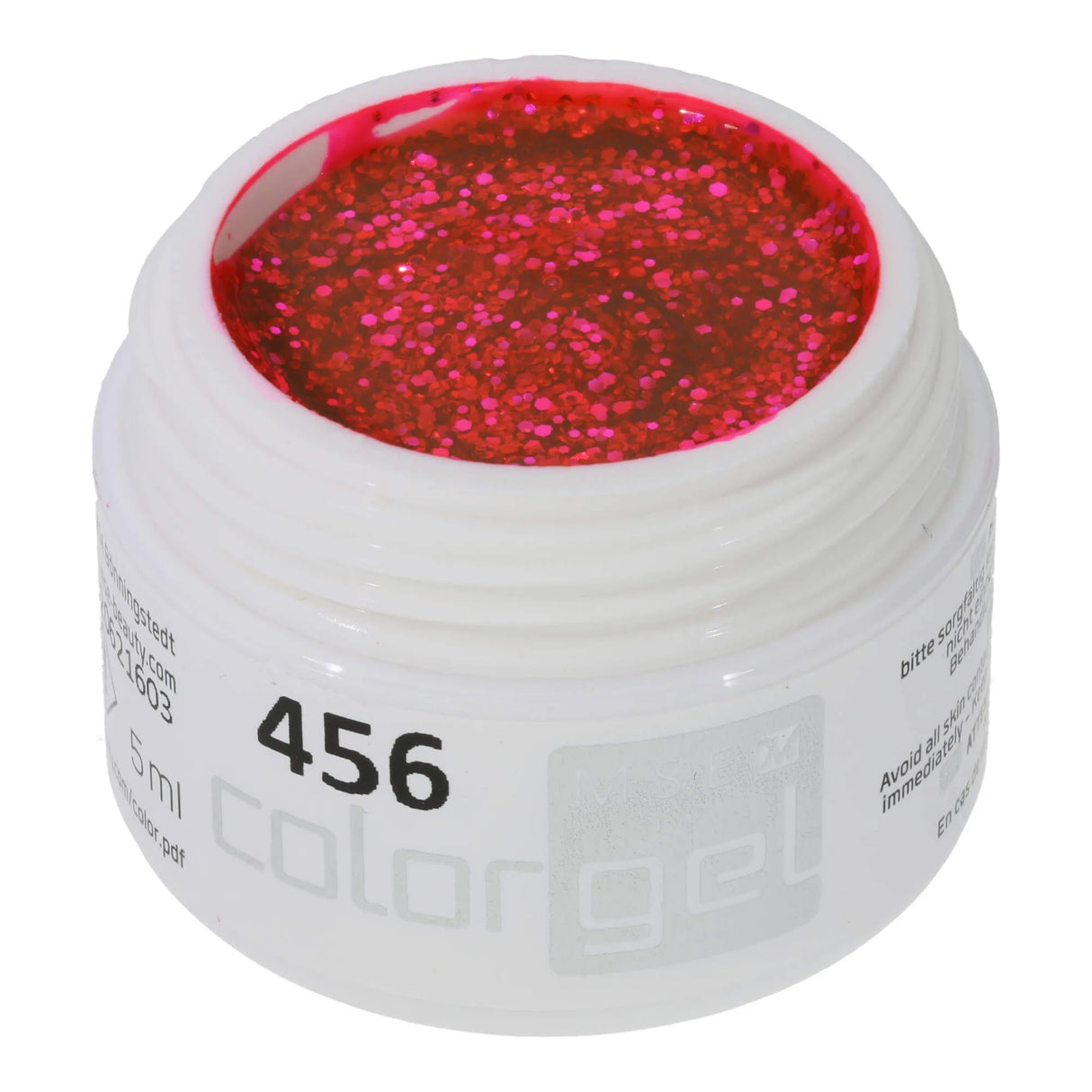 #456 <<< t65>47>5>remium-GLITTER Color Gel 5ml Neon-Pink mit grobem Silberglitter