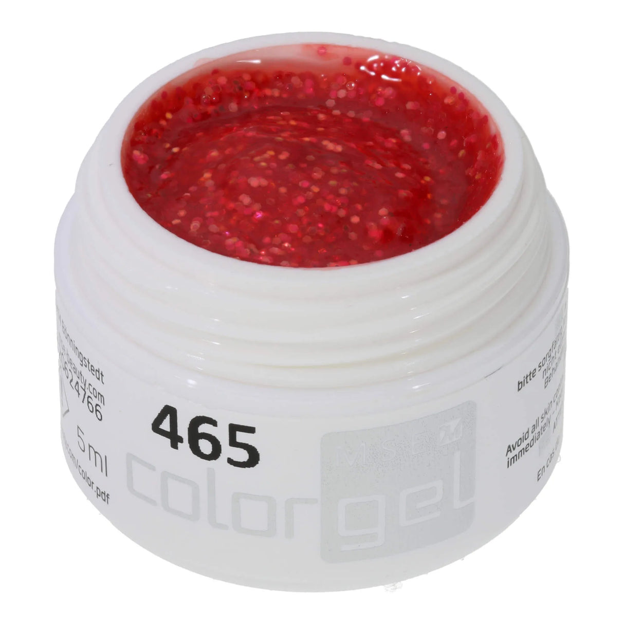 #465 <<< t60>37>5>remium-GLITTER Color Gel 5ml Rot-gold-irisierendes Glittergel