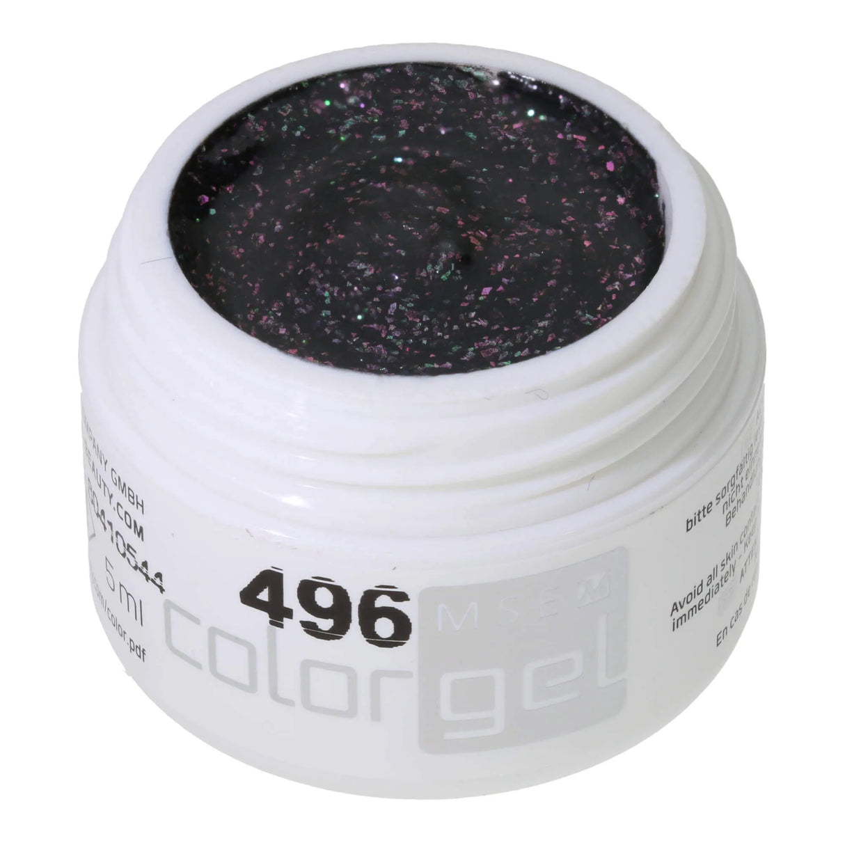 #496 <<<< t65>56>47>5>remium-EFFEKT Color Gel 5ml Dunkelgrau mit rosa-roten Effektpartikeln