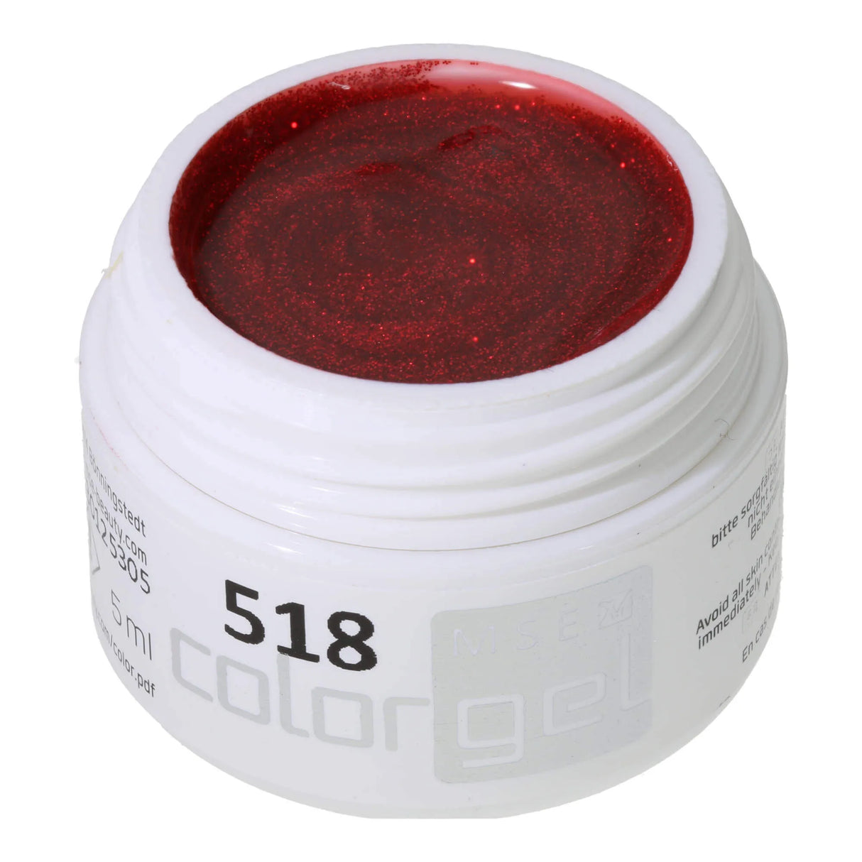 #518 Premium-GLITTER Gel de Color 5ml Gel Brillante Rojo