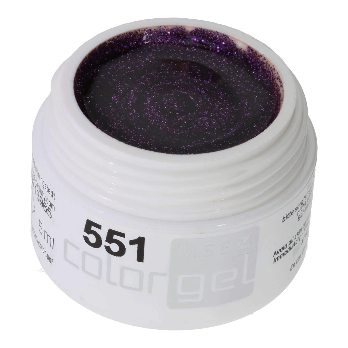 #551 << t44>5>remium-GLITTER Color Gel 5ml Gel Violett