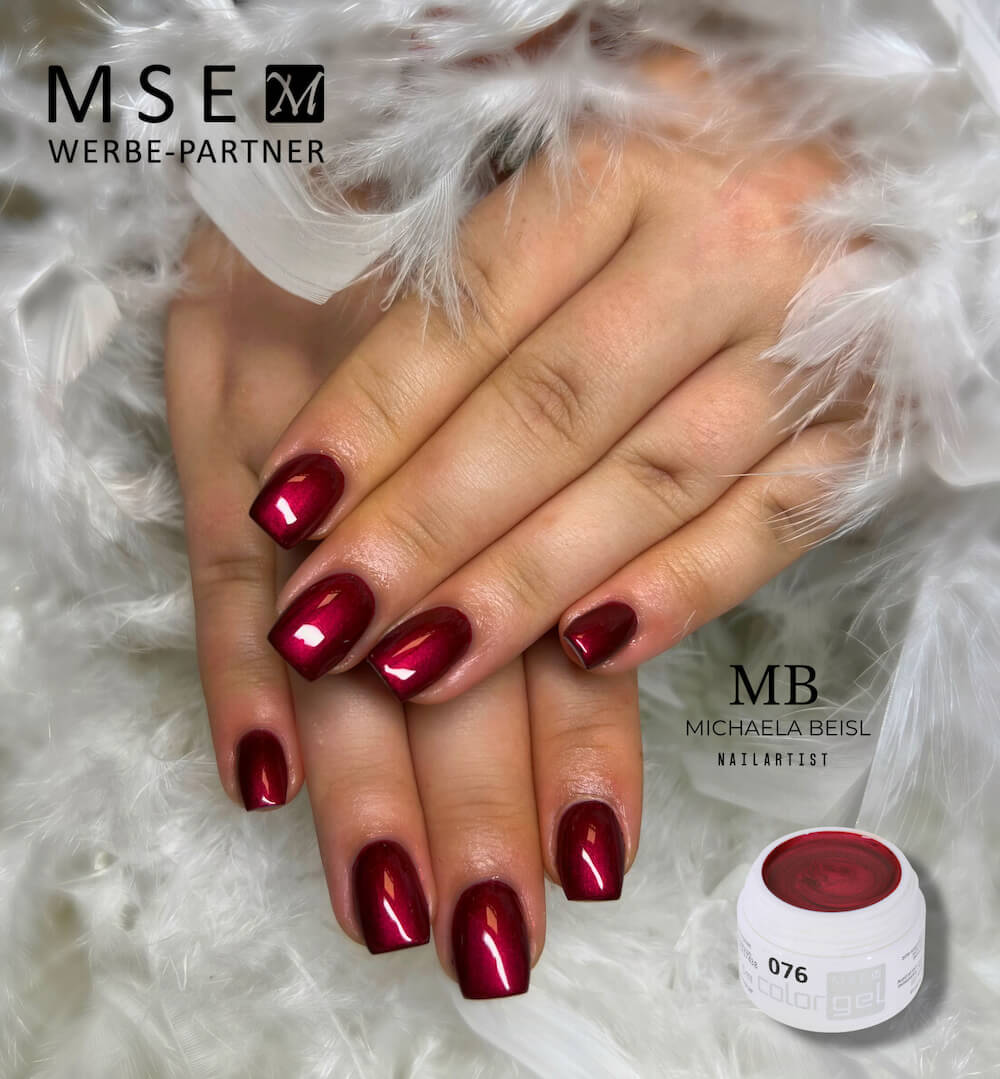 #076 Premium-EFFEKT Color Gel 5ml Bordeauxrot mit Perlglanz - MSE - The Beauty Company