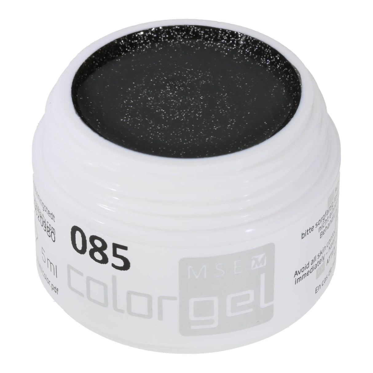 #085 Premium-EFFEKT Color Gel 5ml Schwarz mit ausgeprägtem Silberglitter - MSE - The Beauty Company