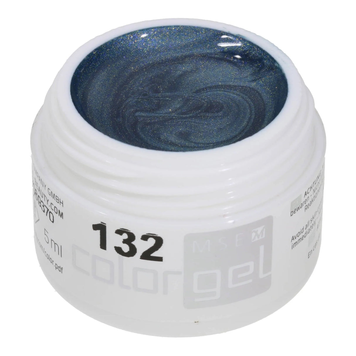 #132 Premium-EFFEKT Color Gel 5ml Grau abgetöntes Blaugrün mit silber/gold Perlglanz - MSE - The Beauty Company