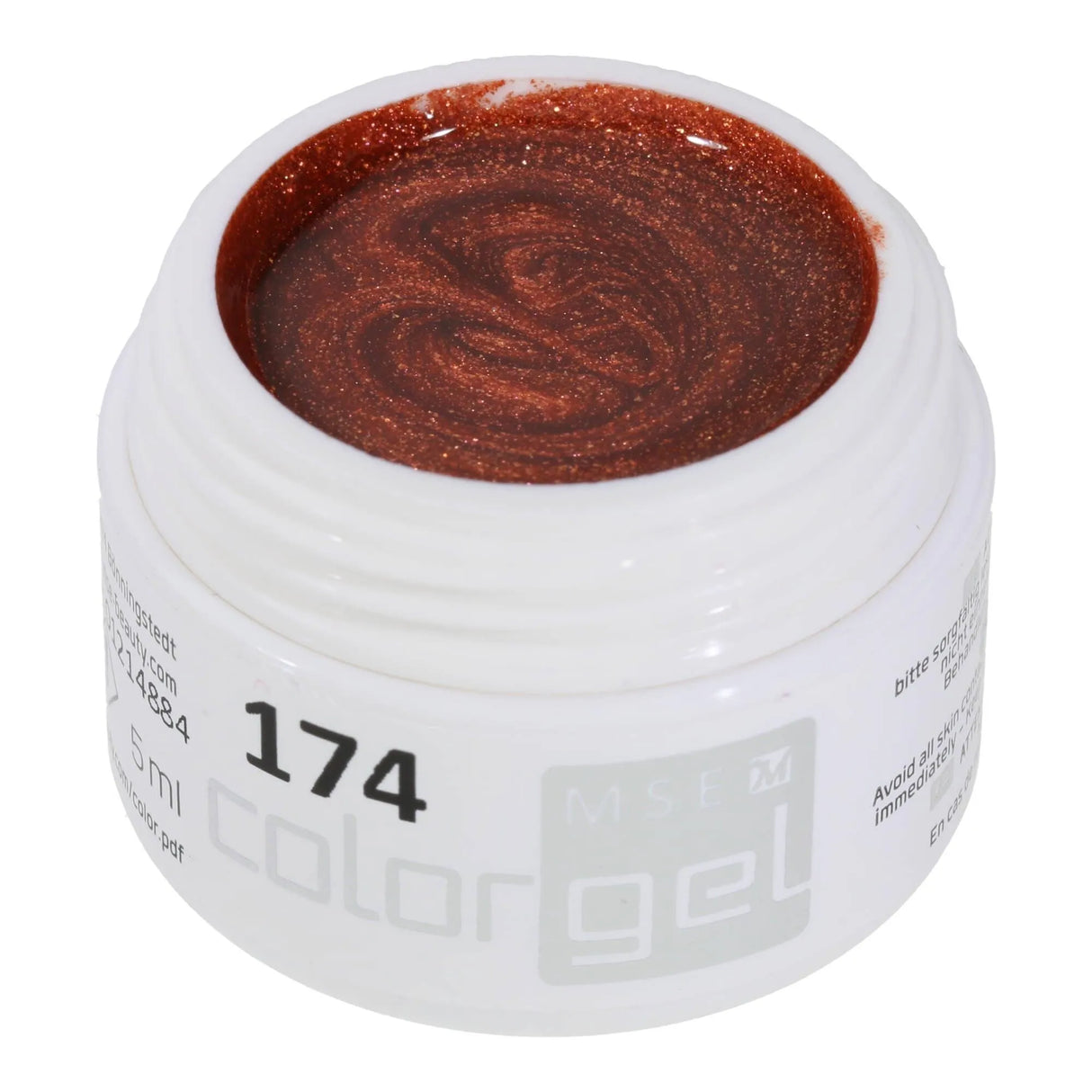 #174 Premium-GLITTER Color Gel 5ml Kupfer verstärkt durch kupferfarbene Effekte - MSE - The Beauty Company