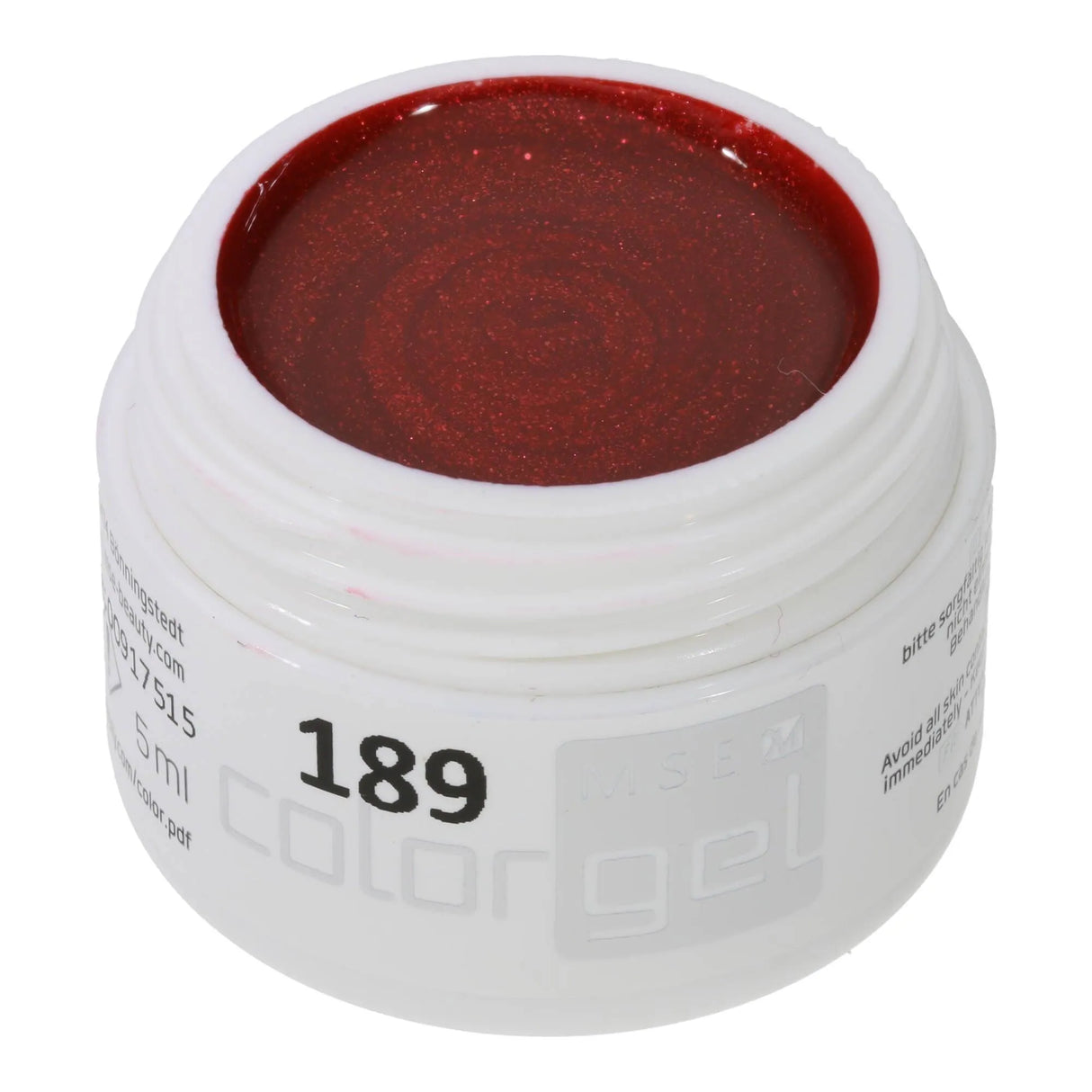 #189 Premium-EFFEKT Color Gel 5ml Kräftiges Rot mit ausgeprägtem rosa-rotem Perlglanz - MSE - The Beauty Company