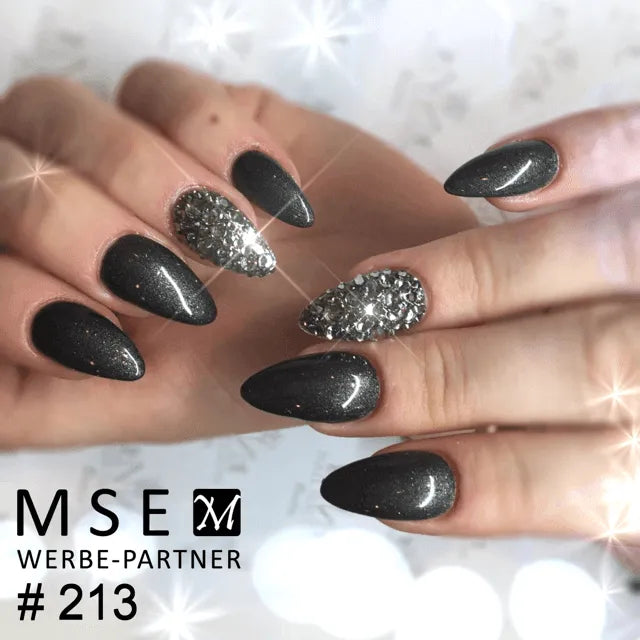 #213 Premium-EFFEKT Color Gel 5ml Dunkles Grau mit grünem Unterton und Glanzeffekten - MSE - The Beauty Company