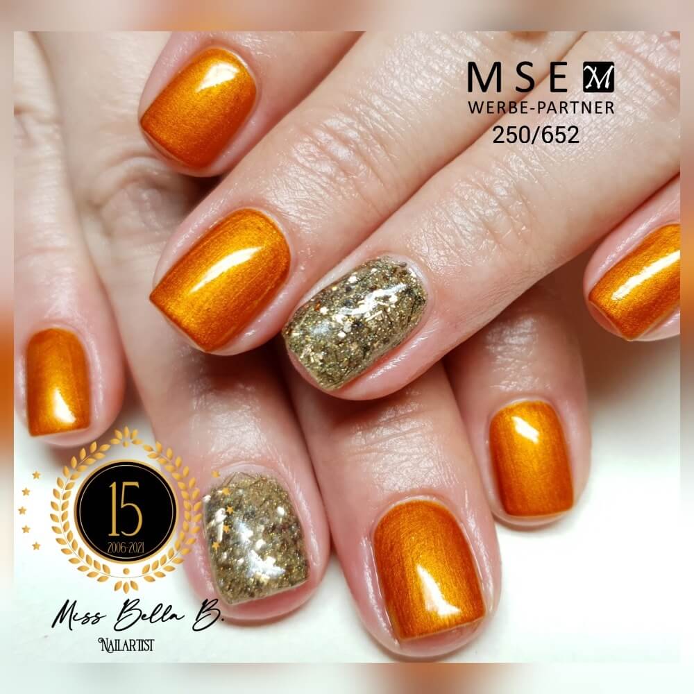 #250 Premium-GLITTER Color Gel 5ml Bronzeglitter akzentuiert mit Glitterfäden und Regenbogeneffekten - MSE - The Beauty Company