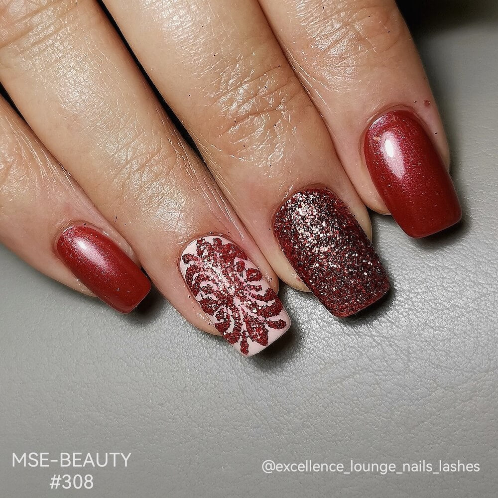 #308 Premium-EFFEKT Color Gel 5ml Kräftiges Bordeauxrot mit Schimmereffekt - MSE - The Beauty Company