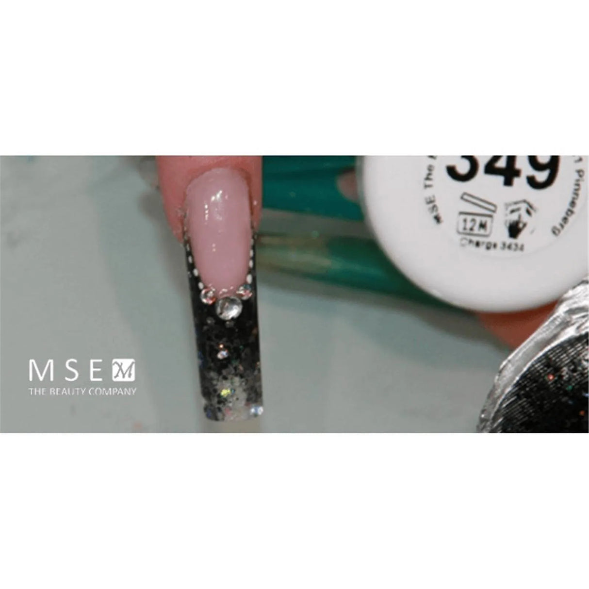 #349 Premium-GLITTER Color Gel 5ml Mischung aus schwarzem und silbernem Glitter mit Regenbogeneffekt - MSE - The Beauty Company