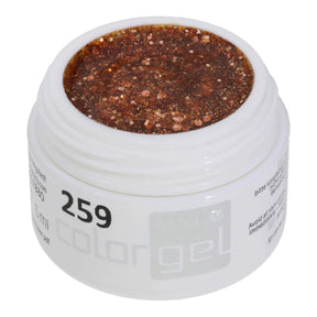 #259 Premium-GLITTER Color Gel 5ml Blassroter Glitter unterstützt durch kupferfarbene Glitterfäden - MSE - The Beauty Company