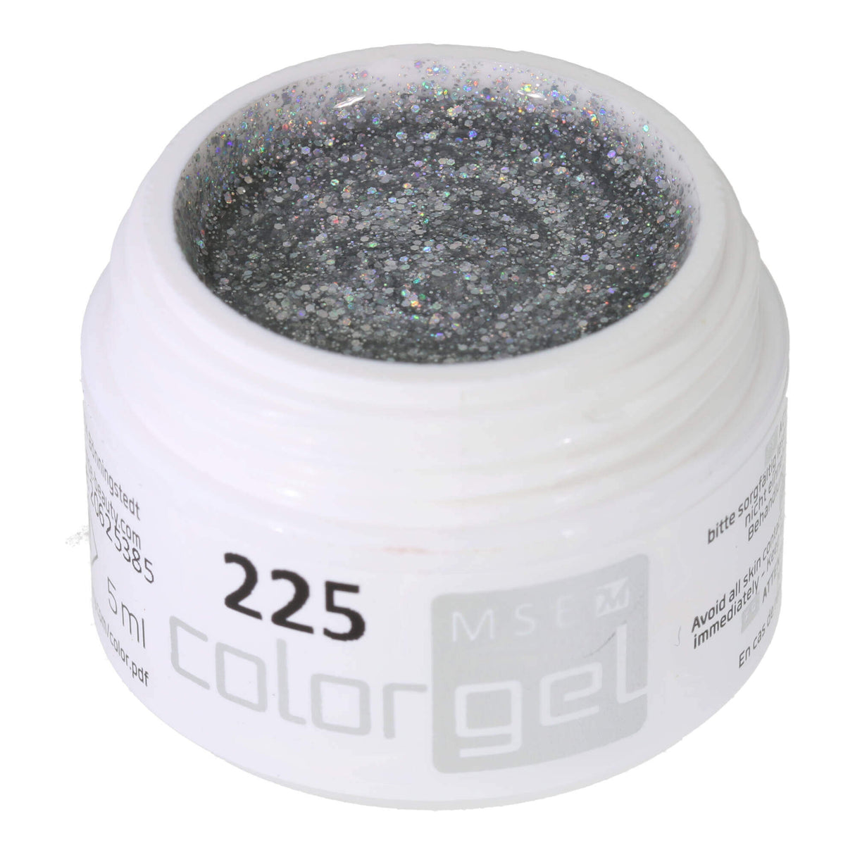 # 225 Premium-GLITTER Color Gel 5ml silver glitter with a very nice rainbow effect