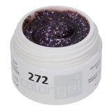 #272 Premium-GLITTER Color Gel 5ml Gel transparent avec des paillettes dans différentes nuances de violet