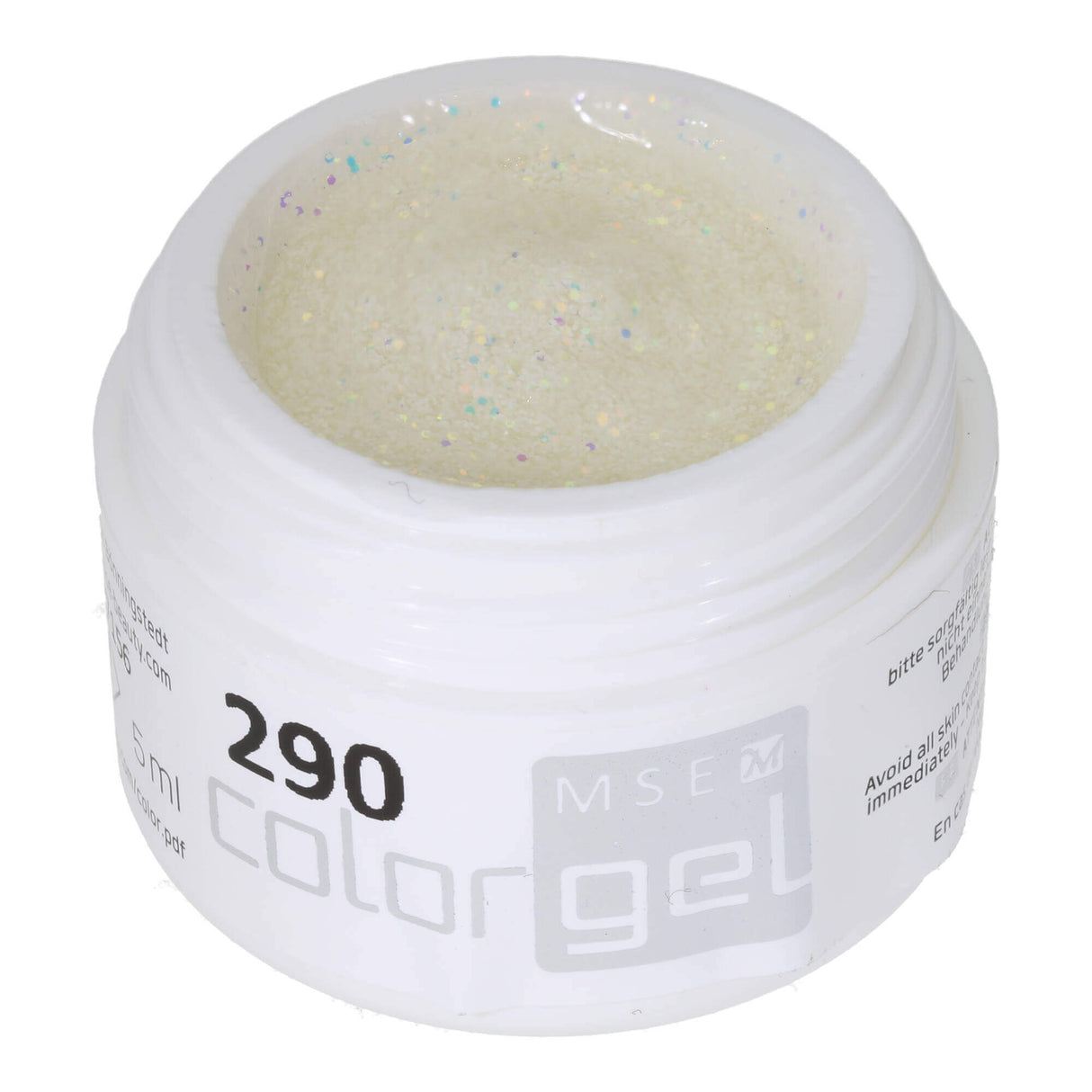 # 290 Premium-GLITTER Color Gel 5ml mariage paillettes blanc + rouge-or-irisé