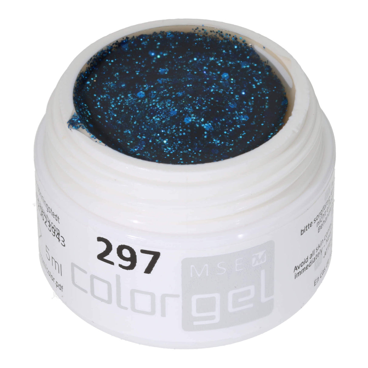 # 297 Premium-GLITTER Color Gel 5ml Gel lấp lánh màu xanh lam cổ điển được chi phối bởi các hạt kim tuyến thô