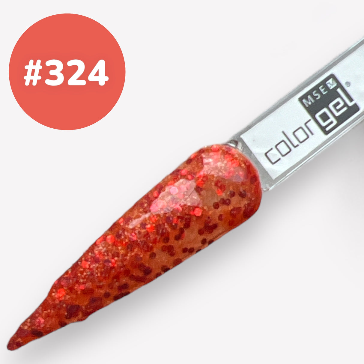 # 324 Premium-GLITTER Gel màu 5ml Vàng đỏ nhạt với ánh kim lấp lánh và các điểm nhấn màu đỏ