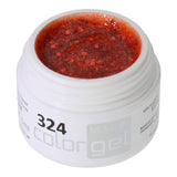 #324 Premium-GLITTER Color Gel 5ml Or rouge pâle avec de fines paillettes irisées et des accents rouges