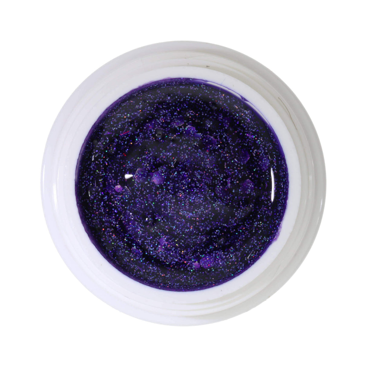 # 350 Premium-GLITTER Color Gel 5ml Gel violet avec des paillettes fines violettes et des accents arc-en-ciel grossiers