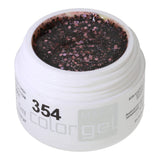 # 354 Premium-GLITTER Color Gel 5ml Mixture of black and pale pink glitter with a bow-shaped effect