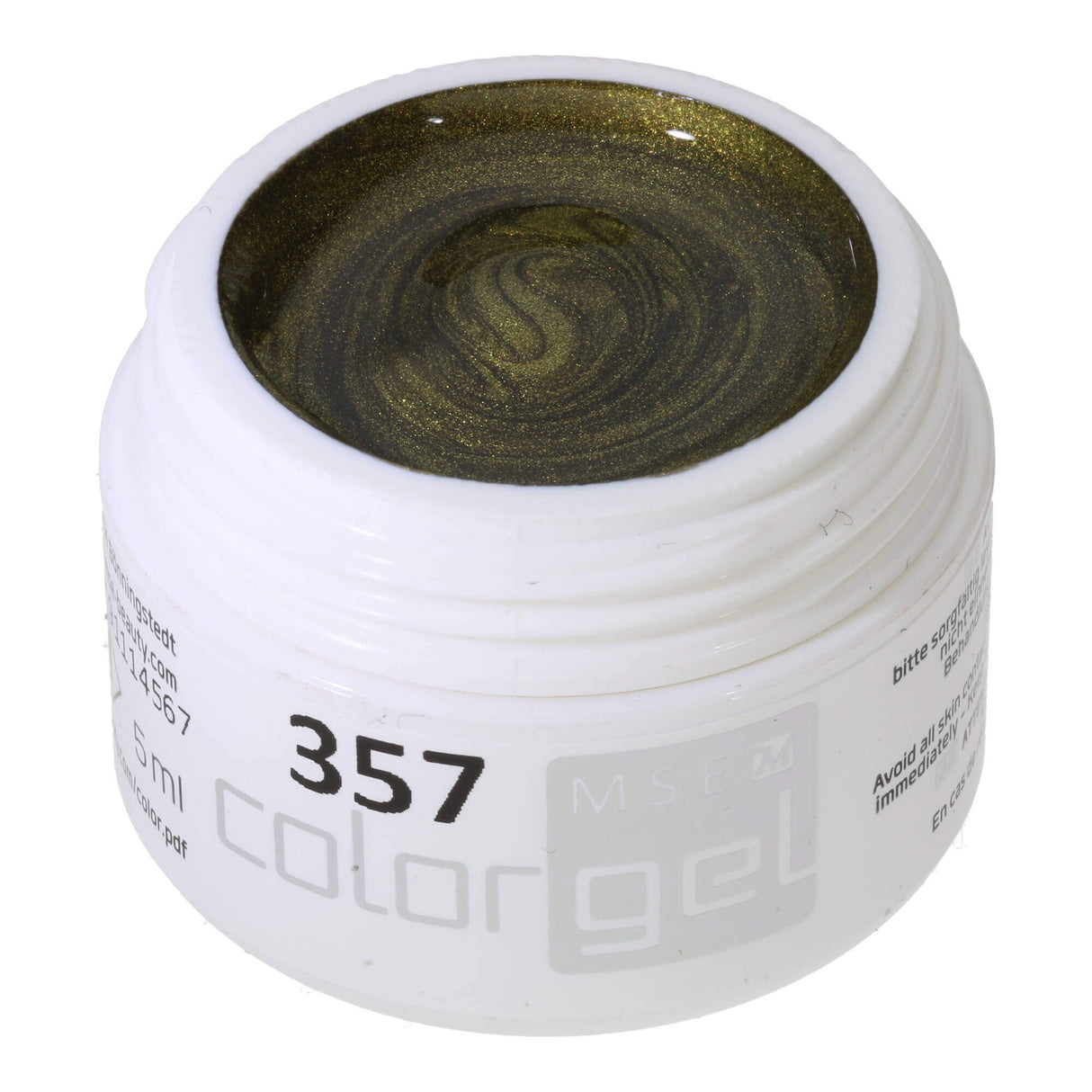 # 357 Premium-EFFEKT Color Gel 5ml vert olive avec éclat nacré doré