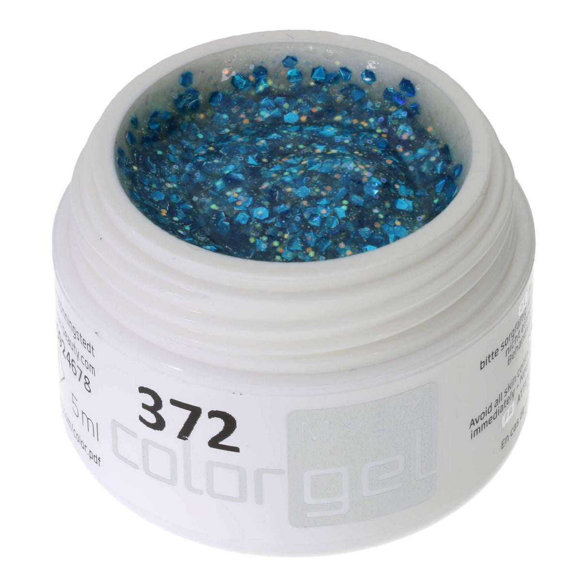 #372 Premium-GLITTER Color Gel 5ml Cyanblaues/silbernes Glittergel