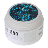 # 380 Premium-GLITTER Color Gel 5ml Gel pailleté argent aux accents turquoise