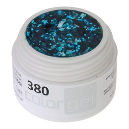 #380 Premium-GLITTER Color Gel 5ml Silbernes Glittergel mit Türkisakzenten