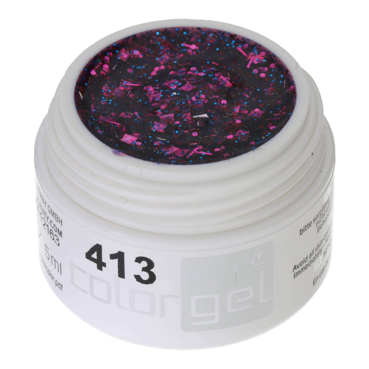# 413 Premium-GLITTER Color Gel 5ml Clear gel with pink and blue glitter
