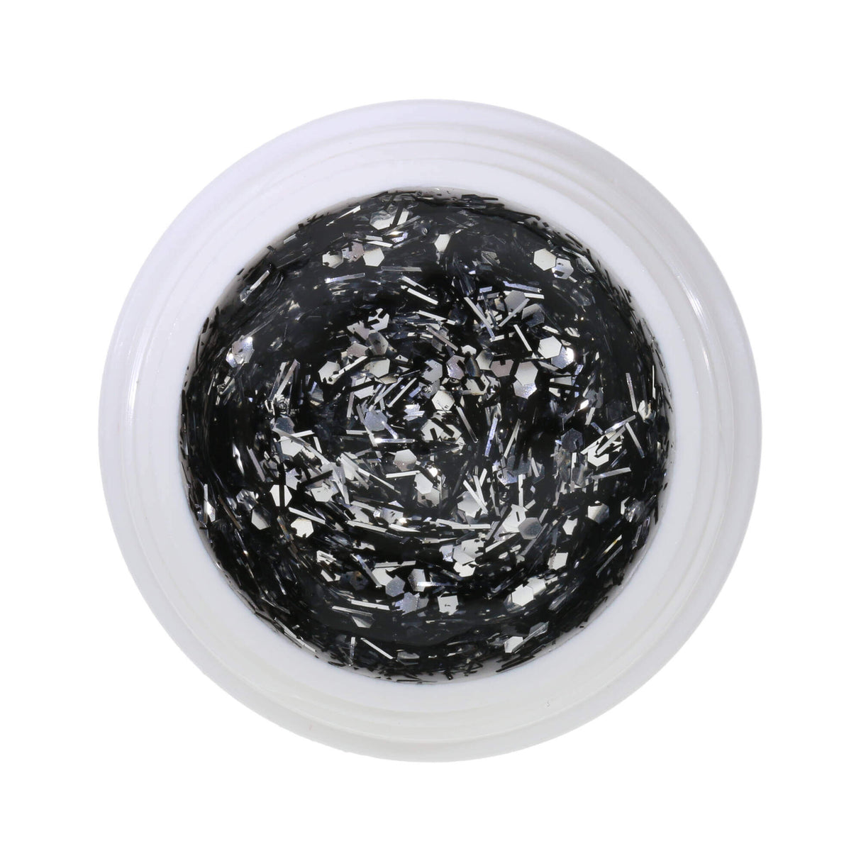 # 426 Premium-GLITTER Gel màu 5ml màu bạc lấp lánh với các sợi chỉ đen