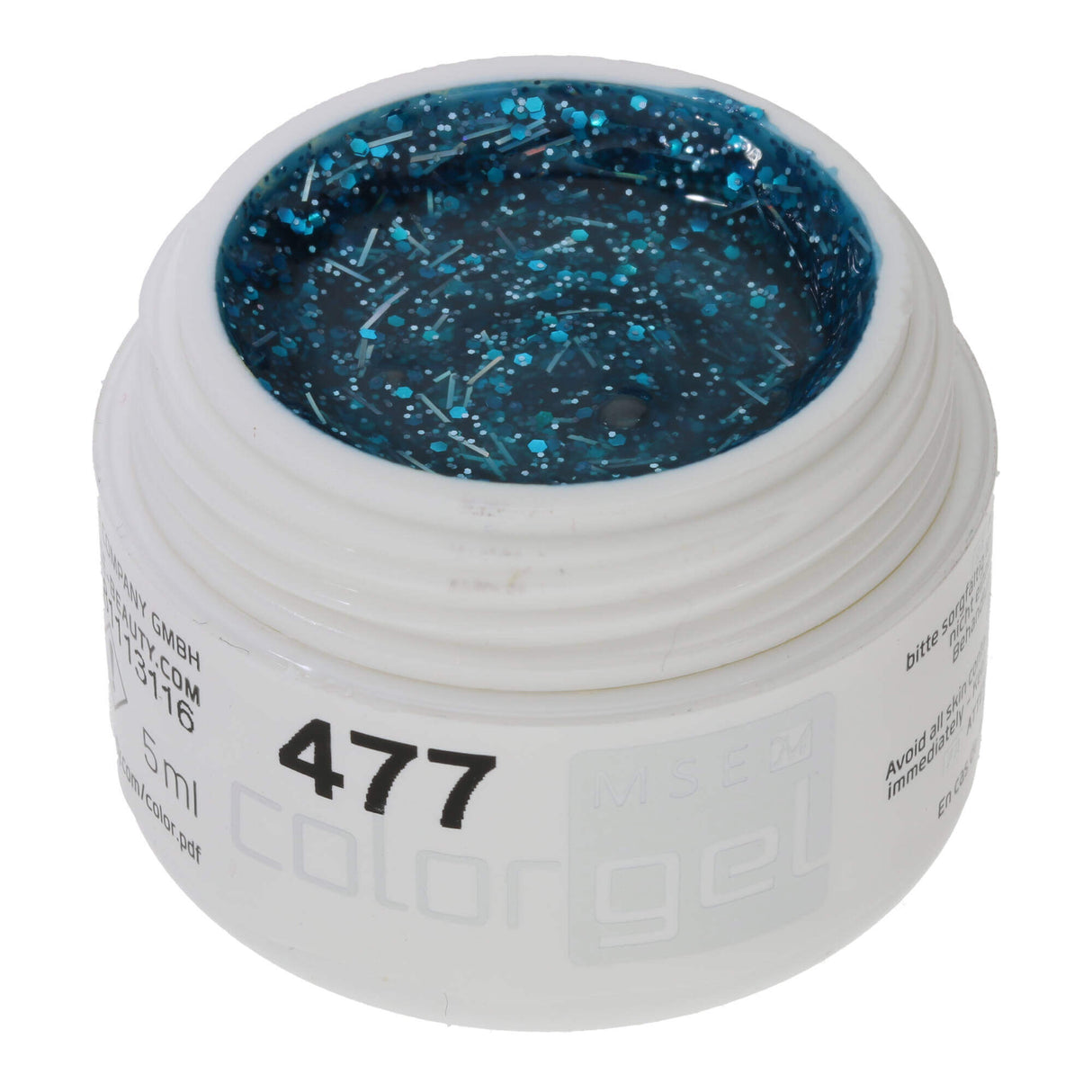 # 477 Premium-GLITTER Color Gel 5ml màu ngọc lam với ánh ngọc và sợi bạc