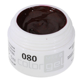 #080 Premium-EFFEKT Color Gel 5ml Sehr dunkles Bordeauxrot mit feinem Goldpartikeln - MSE - The Beauty Company