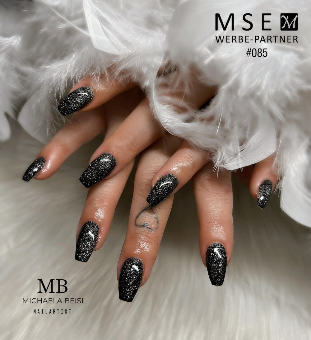 #085 Premium-EFFEKT Color Gel 5ml Schwarz mit ausgeprägtem Silberglitter - MSE - The Beauty Company