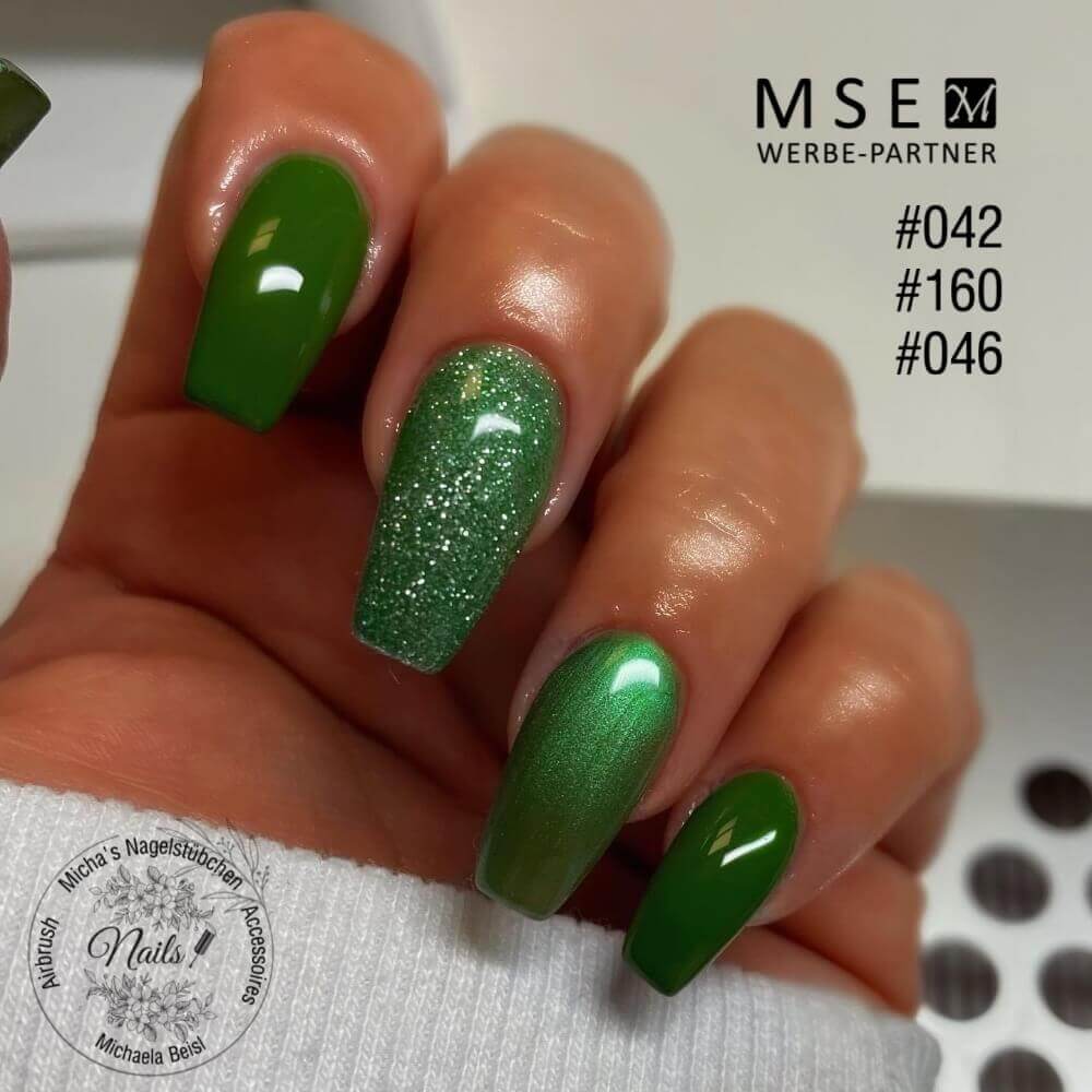 #160 Premium-GLITTER Color Gel 5ml Grasgrün mit silberem Glitter - MSE - The Beauty Company