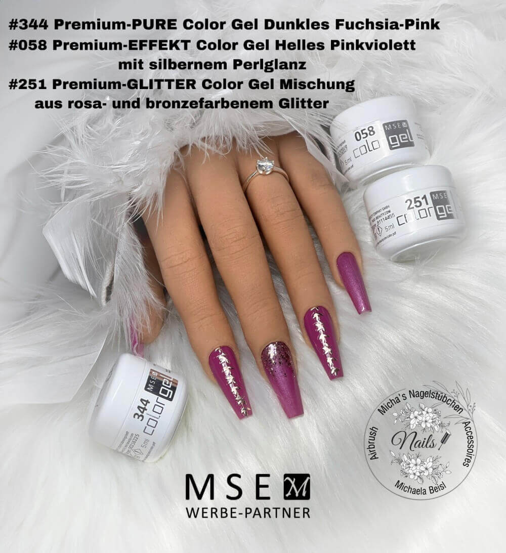 #344 Premium-PURE Color Gel 5ml Dunkles Fuchsia-Pink - MSE - The Beauty Company